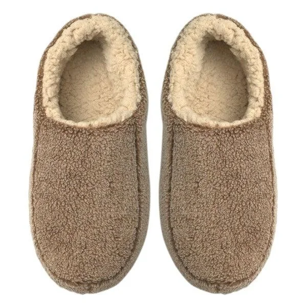 non-slip slippers for grip-Sherpa Tan - Men's Cozy Sherpa House Slippers