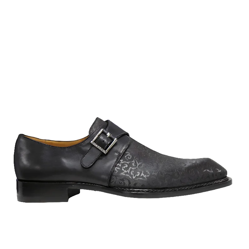 Loafers for stylish comfortAmbrogio by Mezlan Men's Shoes Black Calf-Skin Leather Single Monk-Strap Loafers (AMZ1013)