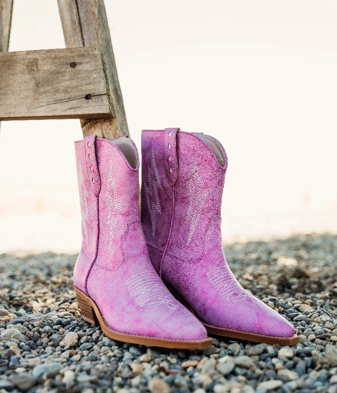 Boots in forest-Bowie Metallic Boot in Pink