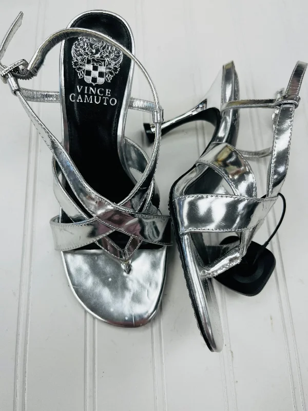 budget sandals with comfort-Sandals Heels Stiletto By Vince Camuto In Silver, Size: 6.5