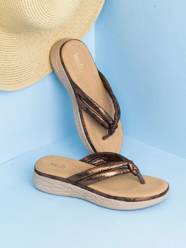 pet-friendly flats rental-Womens Golden Casual T-Strap Flats