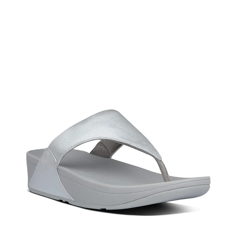 sandals with low profile-Women's Shoes Fitflop LULU Leather Platform Wedge Sandals I88-011 SILVER