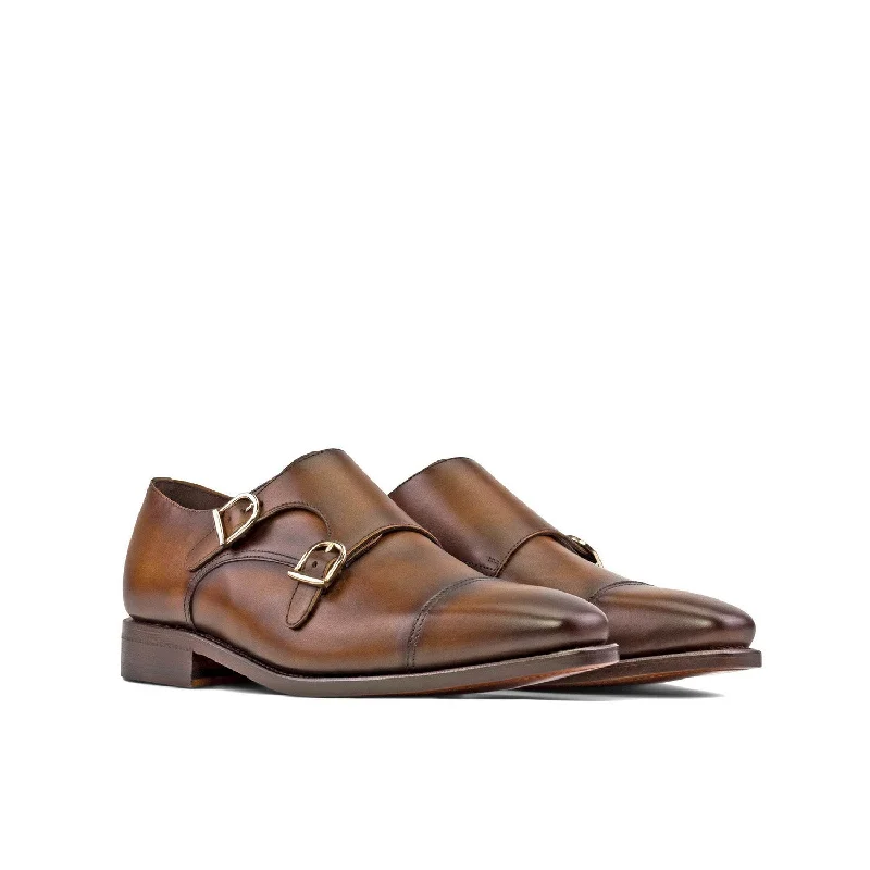 Loafers with mixed sportsAmbrogio Bespoke Men's Shoes Brown Calf-Skin Leather Double Monk-Straps Loafers (AMB2528)