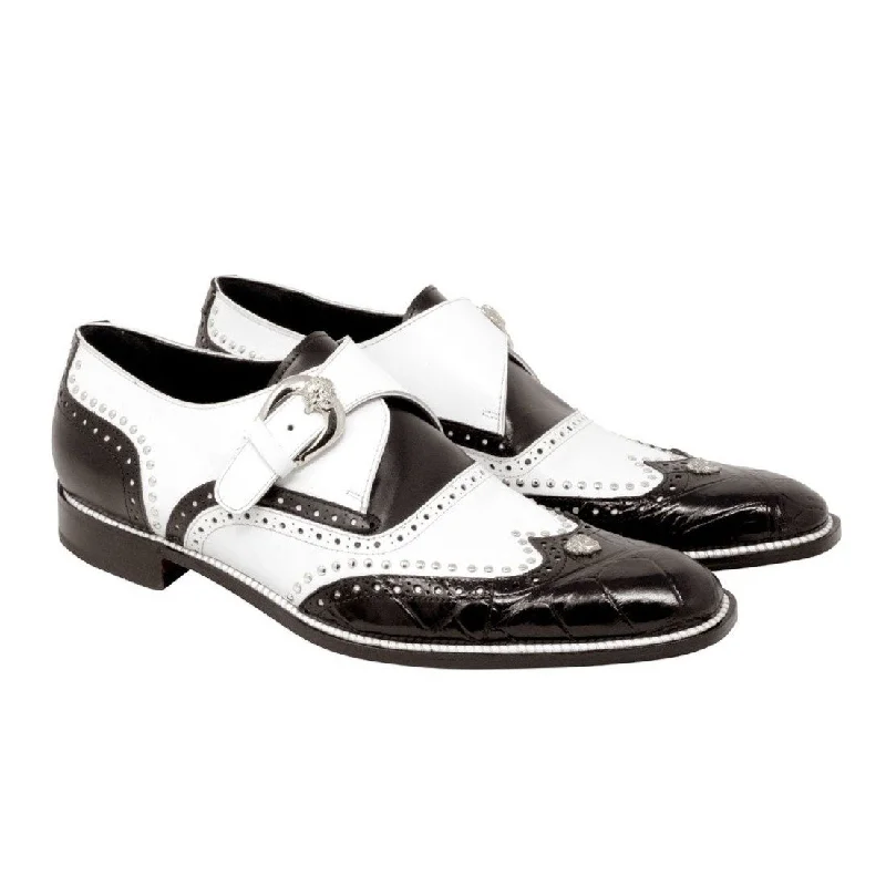 Loafers with easy fitnessMauri 3051 Godfather Men's Designer Shoes Black and White Alligator Calf-Skin Leather Dress Loafers 3051 (MA5111)