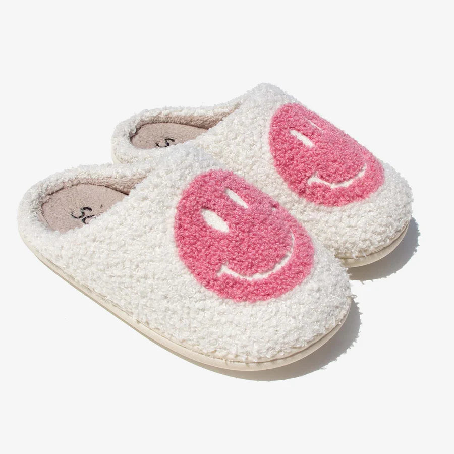 red slippers for heat-So Danca Ladies Pink Smile Face Slippers