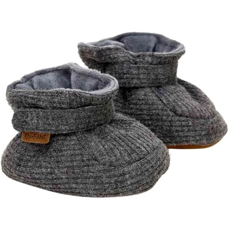 durable slippers for edge-En Fant Baby Slippers Dark Grey Melange