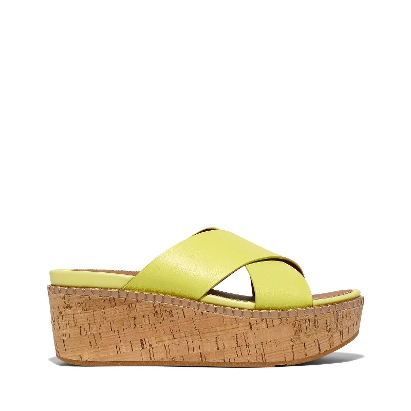 sandals with sporty soles-Womens Shoes Fitflop ELOISE ESPADRILLE Platform Wedge Sandals HS4-B14 SUNNY LIME