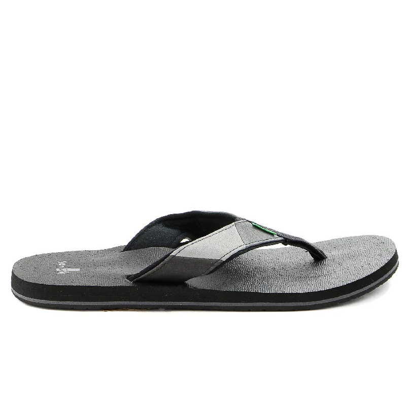 modern sandals with grip-Sanuk Block Party Flip Flop - Black/Charcoal - Mens