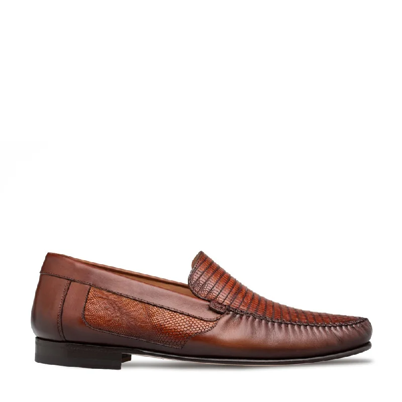 Loafers with cool stripesMezlan RX7938-L Men's Shoes Cognac Exotic Lizard / Nappa Leathers Moccasin Loafers (MZ3701)