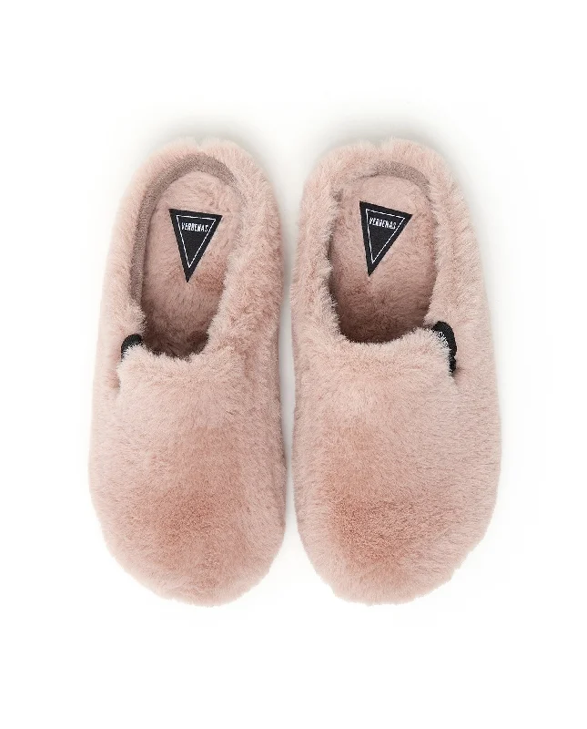 indoor slippers for relaxation-VERBENAS Pink Fur Slippers York