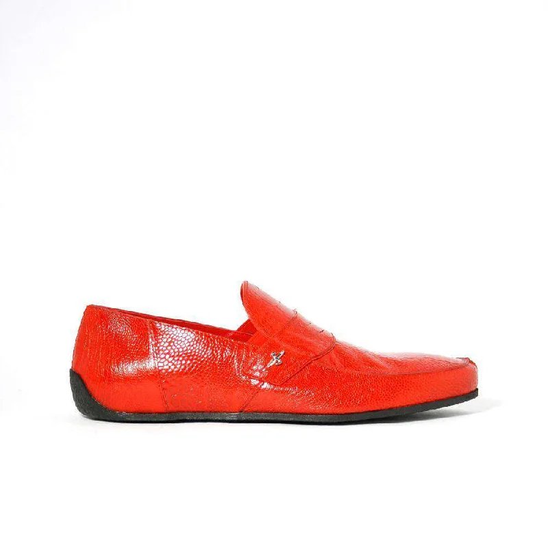 Loafers for slim feetCesare Paciotti Luxury Italian Struzzo Zamp Henne Red Lizard Skin Loafers (CPM2329)