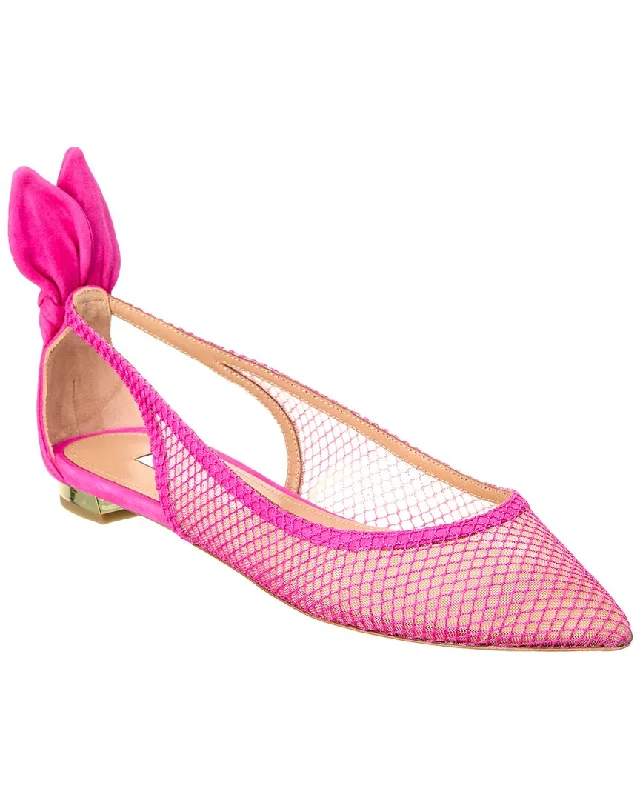 Aquazzura Bow Tie Mesh & Suede Ballet Flat