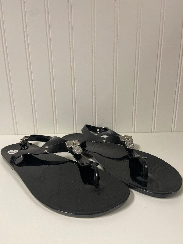 affordable sandals with grip-Black Sandals Designer Michael By Michael Kors, Size 10