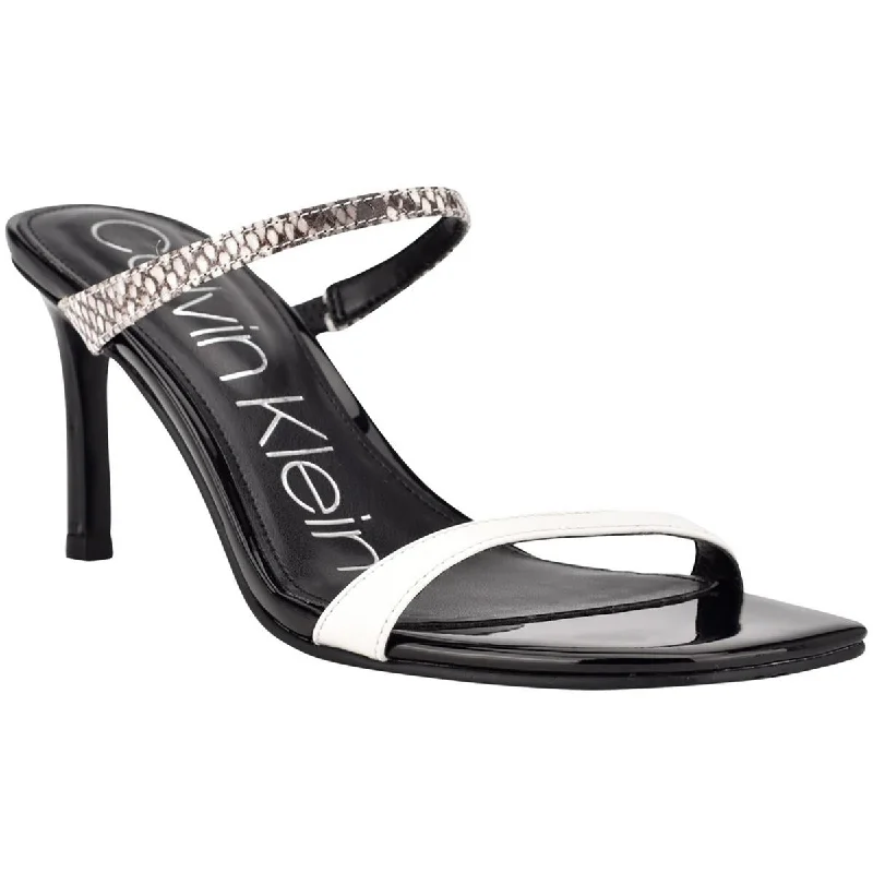 affordable sandals for walks-Calvin Klein Womens Halena 2 Patent Slide Sandals