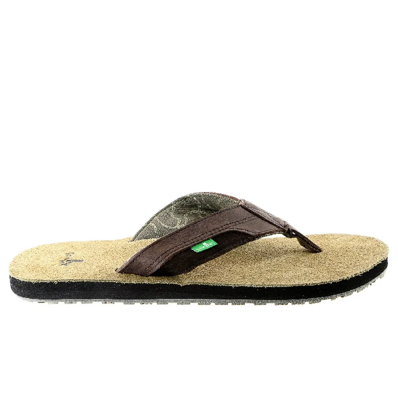 budget sandals with grip-Sanuk Sheriff Flip Flop Sandal - Dark Brown - Mens