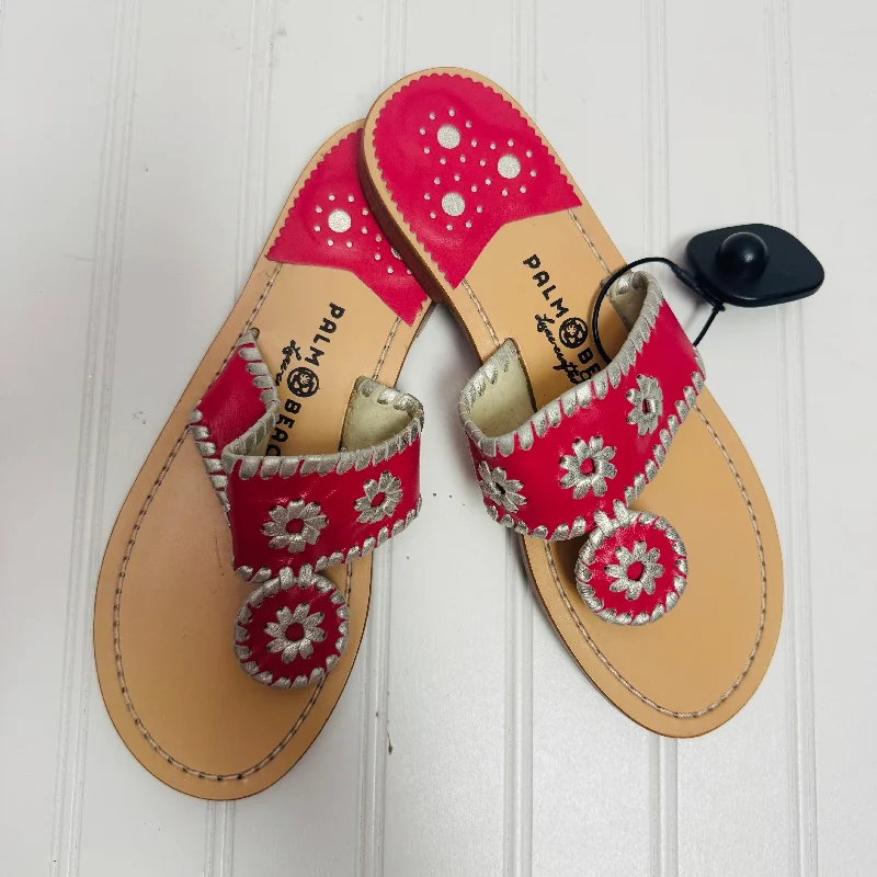 cozy sandals with texture-Sandals Flats By Palm Beach  In Pink, Size: 6.5