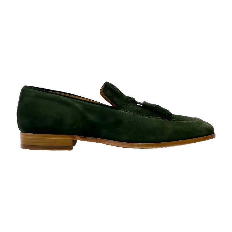 Loafers with stable basesAmbrogio Men's Shoes Green Suede Leather Tassels Loafers (AMZ1001)