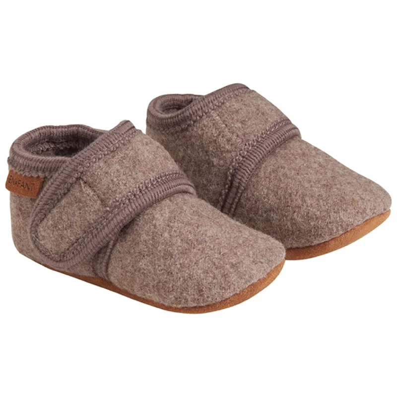 durable slippers for grit-En Fant Baby Wool Slippers Walnut