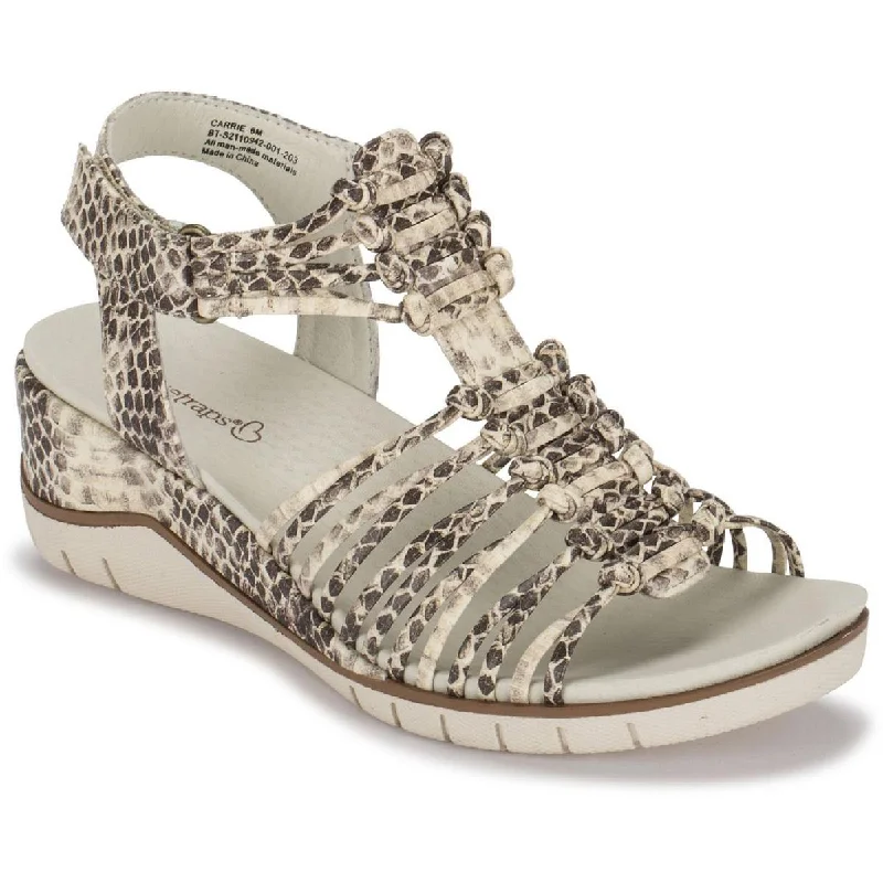 sandals with stylish straps-Baretraps Womens Carrie Animal Print Open Toe Wedge Sandals