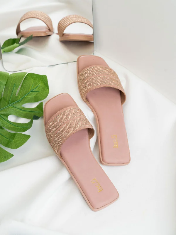 luxury flats with terraces-Womens Peach Casual Solid Open Toe Flats