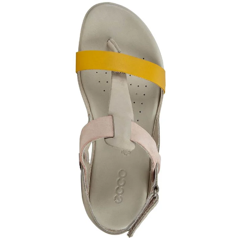 luxury sandals with studs-ECCO Womens Flash Leather Flat T-Strap Sandals