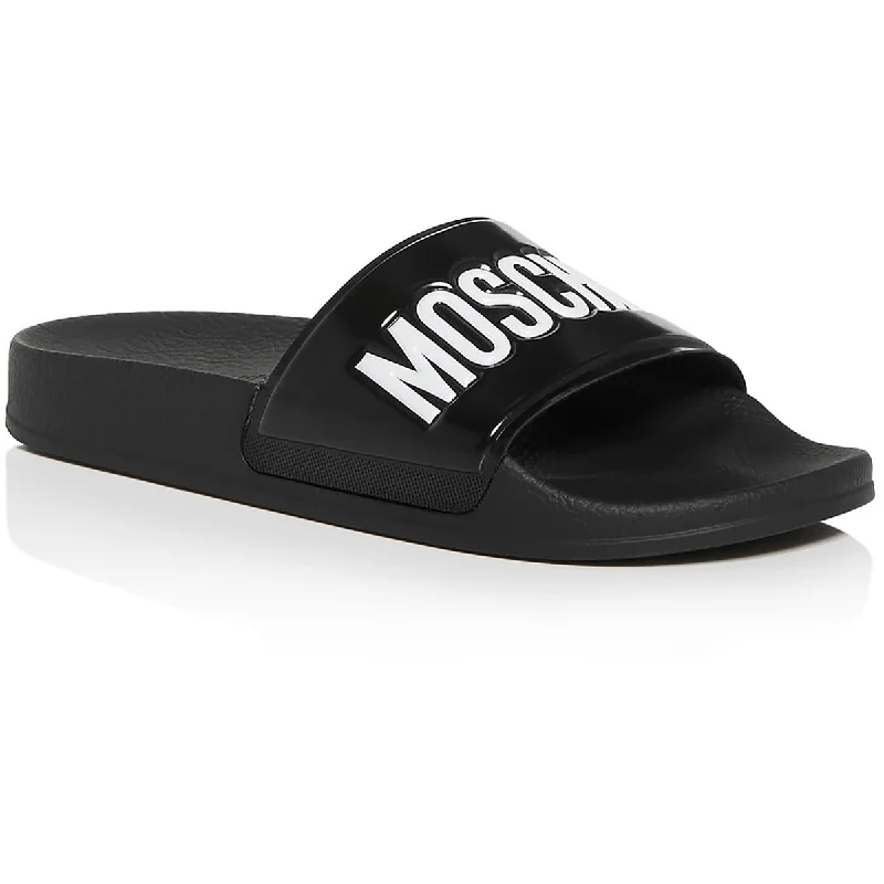 sandals with sturdy straps-Moschino Womens Rubber Slip On Slide Sandals