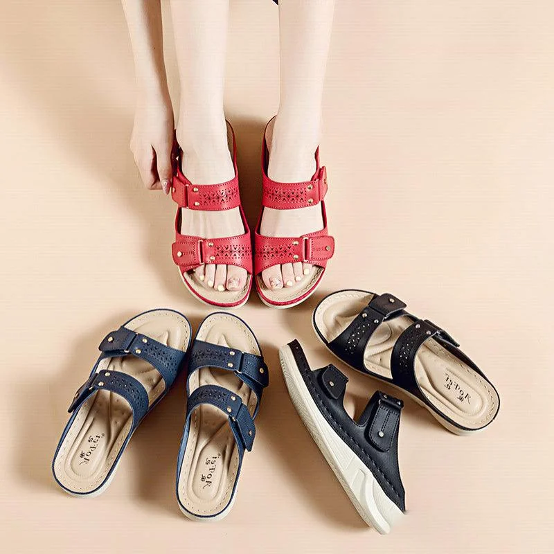 affordable slippers sale price-Women's Plus Sizes Casual Rivet Wedge Slippers