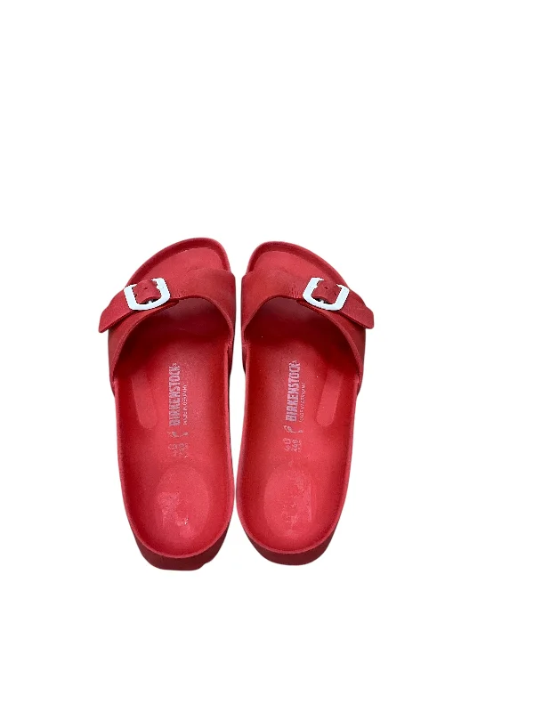 sandals with thick soles-Sandals Flats By Birkenstock In Red, Size: 9