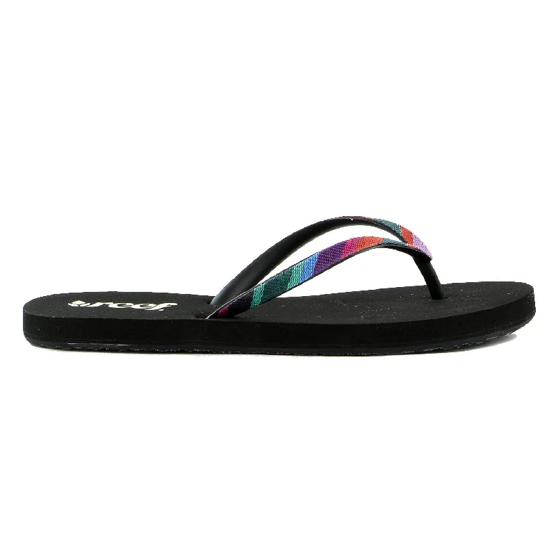 cozy sandals with lining-Reef Guatemalan Stargazer Flip Flop Sandal - Black/Multi - Womens