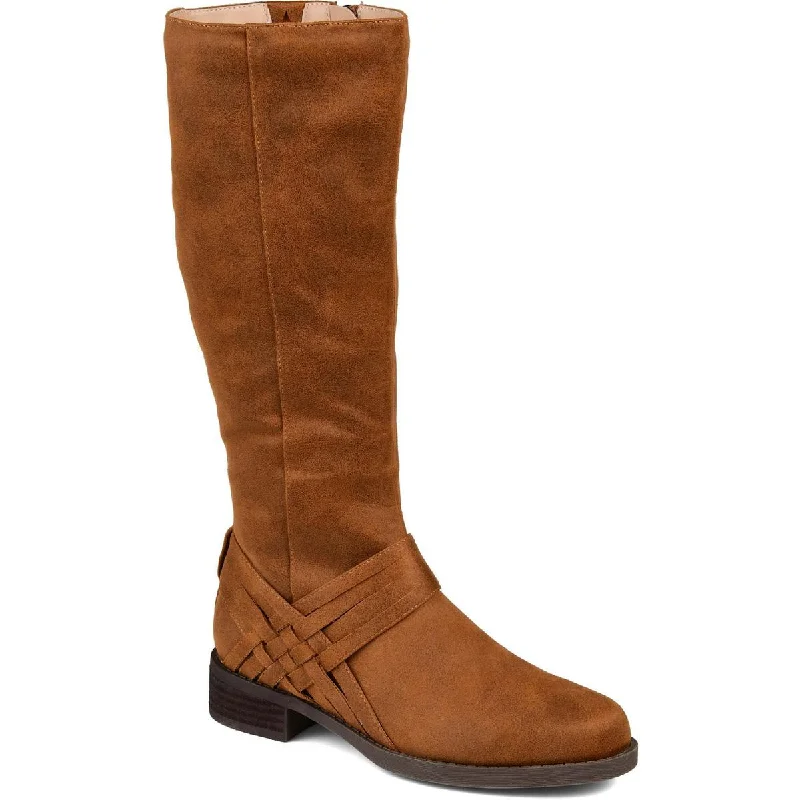 Boots for cool trips-Journee Collection Womens WCMEG Faux Leather Wide Calf Knee-High Boots