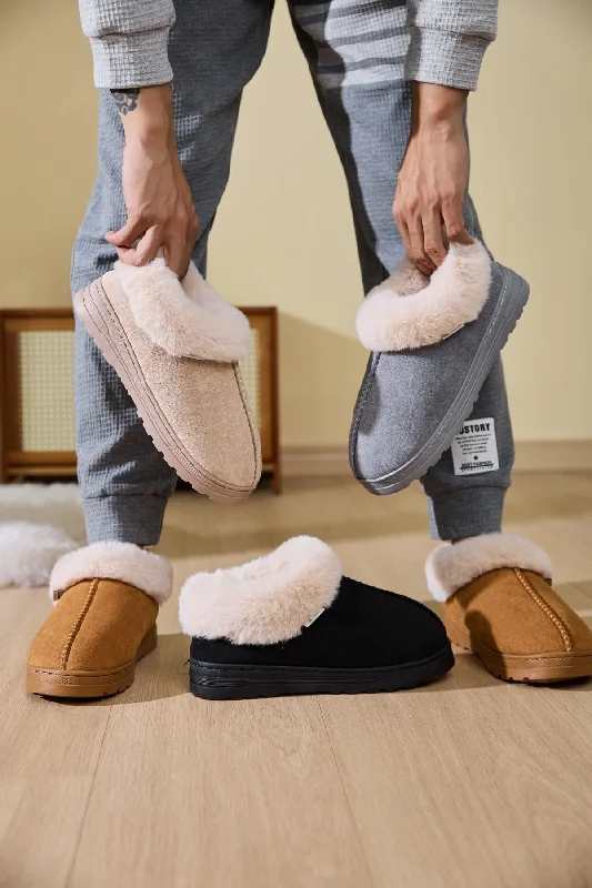 cushioned slippers for softness-Faux Fur Round Toe Platform Slippers